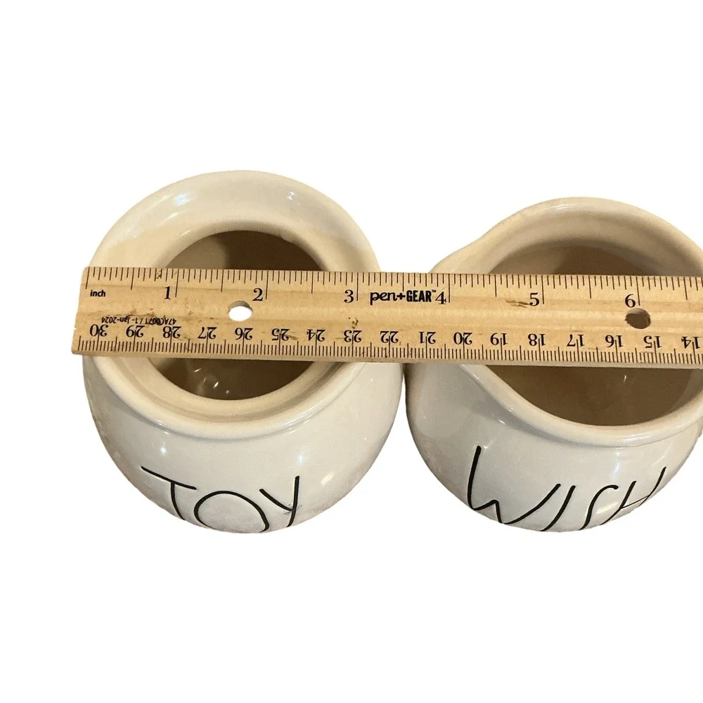 Rae‎ Dunn JOY Sugar Bowl and WISH Creamer Set Ivory Ceramic Farmhouse Decor
